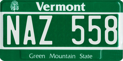 VT license plate NAZ558