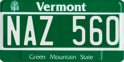 VT license plate NAZ560