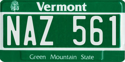 VT license plate NAZ561