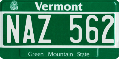 VT license plate NAZ562