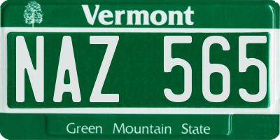 VT license plate NAZ565