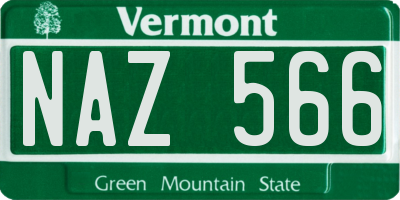 VT license plate NAZ566