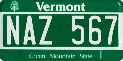 VT license plate NAZ567