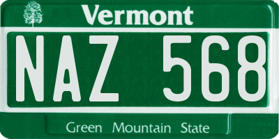 VT license plate NAZ568