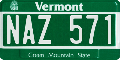 VT license plate NAZ571