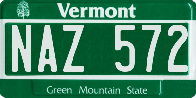 VT license plate NAZ572