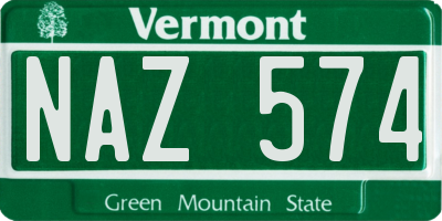 VT license plate NAZ574