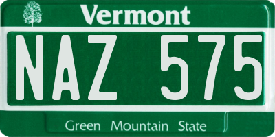 VT license plate NAZ575