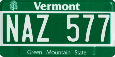 VT license plate NAZ577