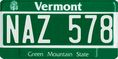 VT license plate NAZ578