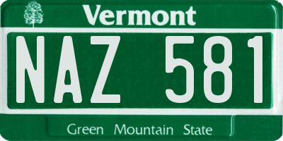 VT license plate NAZ581
