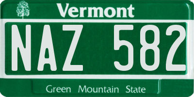 VT license plate NAZ582