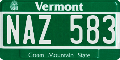 VT license plate NAZ583