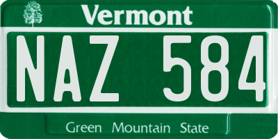 VT license plate NAZ584