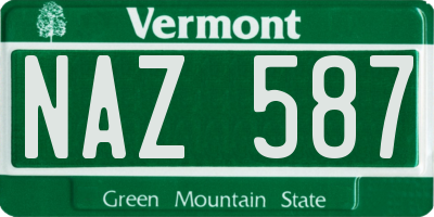 VT license plate NAZ587