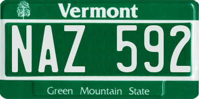 VT license plate NAZ592