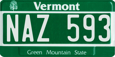 VT license plate NAZ593