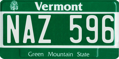 VT license plate NAZ596