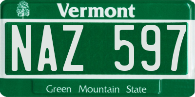 VT license plate NAZ597