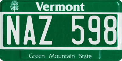VT license plate NAZ598