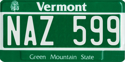 VT license plate NAZ599