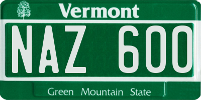 VT license plate NAZ600