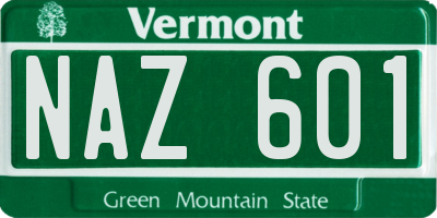 VT license plate NAZ601