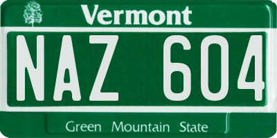 VT license plate NAZ604