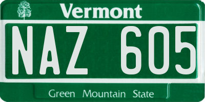 VT license plate NAZ605