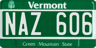 VT license plate NAZ606