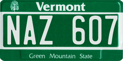 VT license plate NAZ607