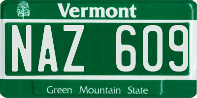 VT license plate NAZ609