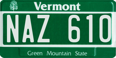VT license plate NAZ610