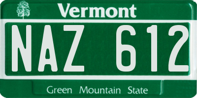 VT license plate NAZ612