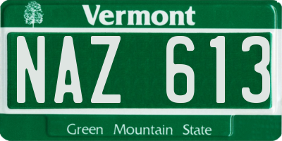 VT license plate NAZ613