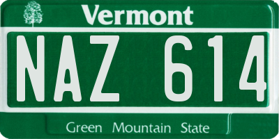 VT license plate NAZ614