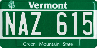 VT license plate NAZ615