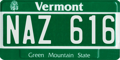 VT license plate NAZ616