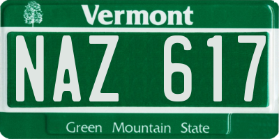VT license plate NAZ617