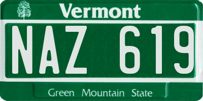 VT license plate NAZ619