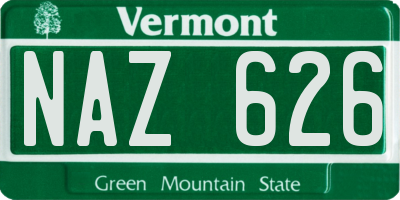 VT license plate NAZ626