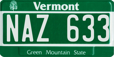 VT license plate NAZ633