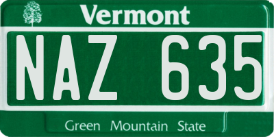 VT license plate NAZ635