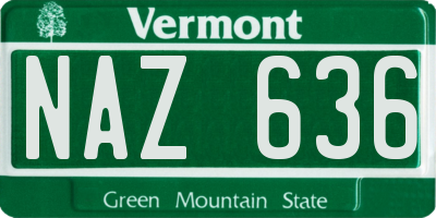 VT license plate NAZ636