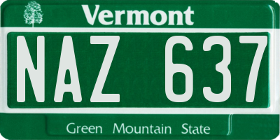VT license plate NAZ637
