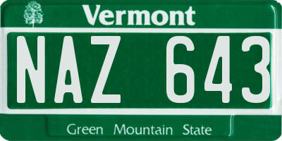 VT license plate NAZ643