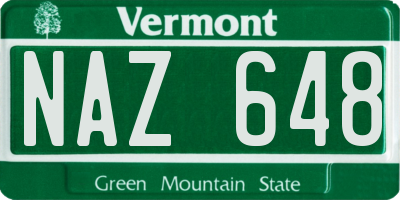 VT license plate NAZ648
