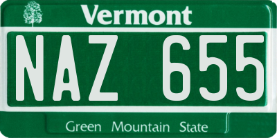 VT license plate NAZ655