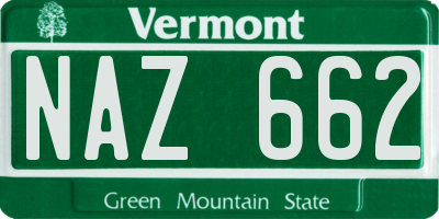 VT license plate NAZ662
