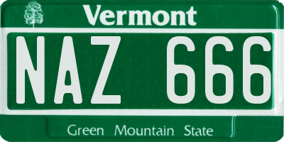 VT license plate NAZ666